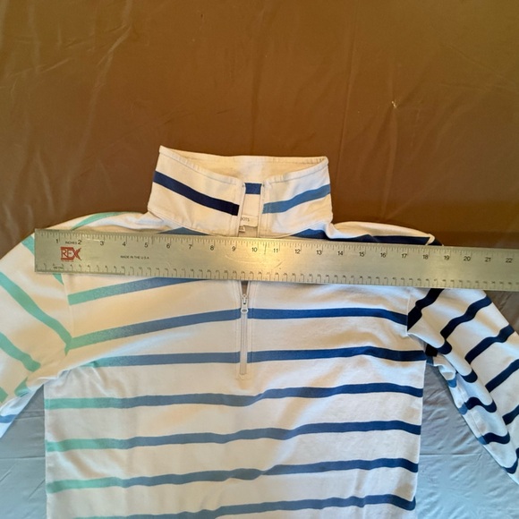 NWOT Talbots Striped Blue/White 3/4 Sleeve Quarter-Zip Pullover Size Small - Picture 8 of 11